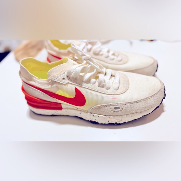 NIKE Waffle One Crater SE Pale Ivory Orange Tennis Shoes Women’s Sneakers - Picture 8 of 12